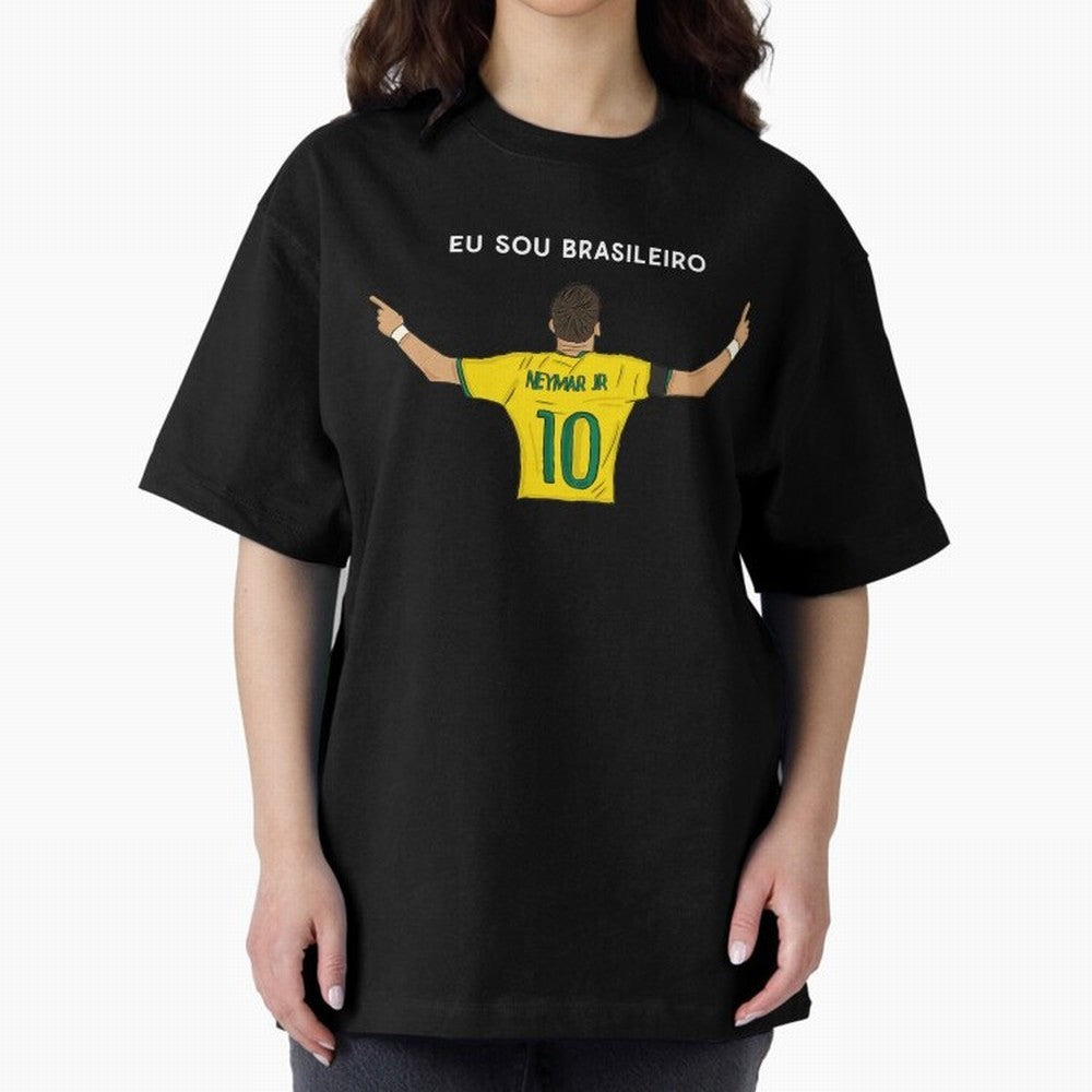 Neymar Jr Brazil Oversized T-Shirt Celebrate Classic Football Spirit in Global Football Passion for FIFA World Cup 2026 USA Canada Mexico, Featuring Messi and Cristiano Ronaldo, England, France and Netherlands, Football Festival Excitement, Trophy
