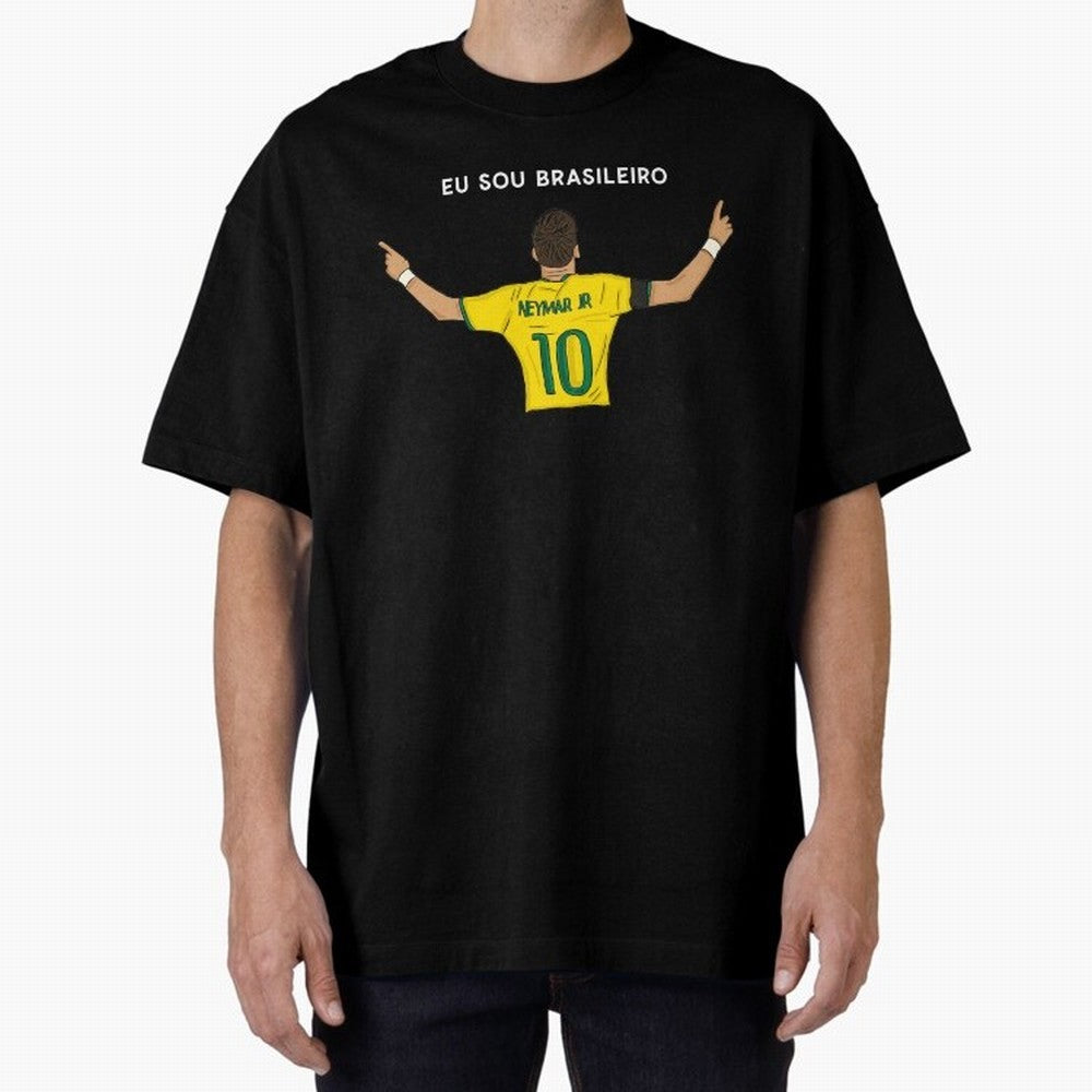 Neymar Jr Brazil Oversized T-Shirt Celebrate Classic Football Spirit in Global Football Passion for FIFA World Cup 2026 USA Canada Mexico, Featuring Messi and Cristiano Ronaldo, England, France and Netherlands, Football Festival Excitement, Trophy