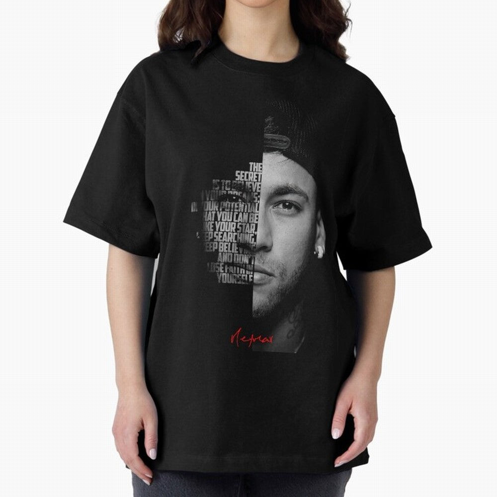 Black and white Neymar Jr quote. Oversized T-Shirt Support Your Favorite Stars during FIFA World Cup 2026 USA Canada Mexico Built around Neymar, France and Portugal Energy, Global Supporter Spirit, Legendary Goals, National Colors and Tournament