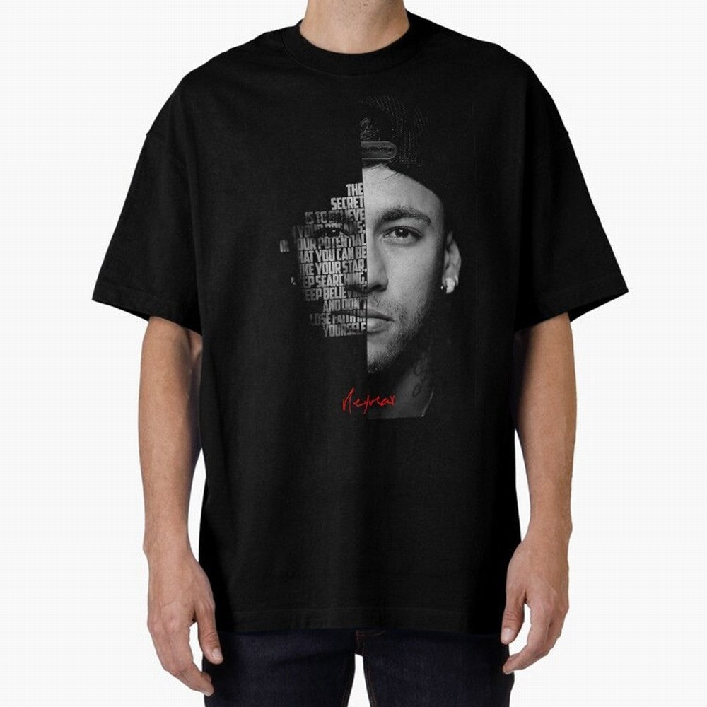 Black and white Neymar Jr quote. Oversized T-Shirt Support Your Favorite Stars during FIFA World Cup 2026 USA Canada Mexico Built around Neymar, France and Portugal Energy, Global Supporter Spirit, Legendary Goals, National Colors and Tournament