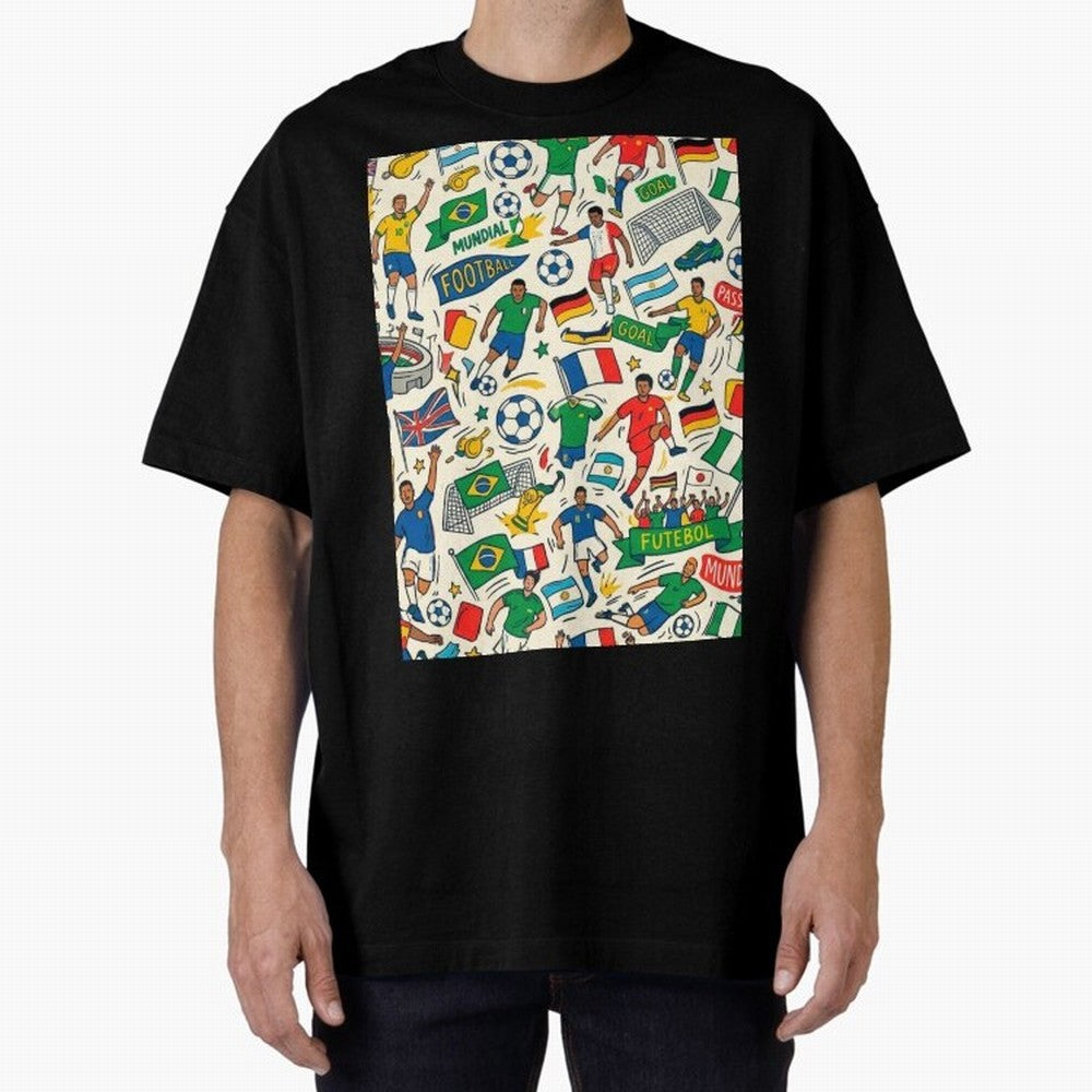 World Cup 2026: Global Football Fever Oversized T-Shirt Bring Trophy Dreams to FIFA World Cup 2026 Spirit, Filled with Spain and Netherlands, Cristiano Ronaldo, Classic Soccer Heritage, Championship Pressure, Fan Loyalty and International Pride;