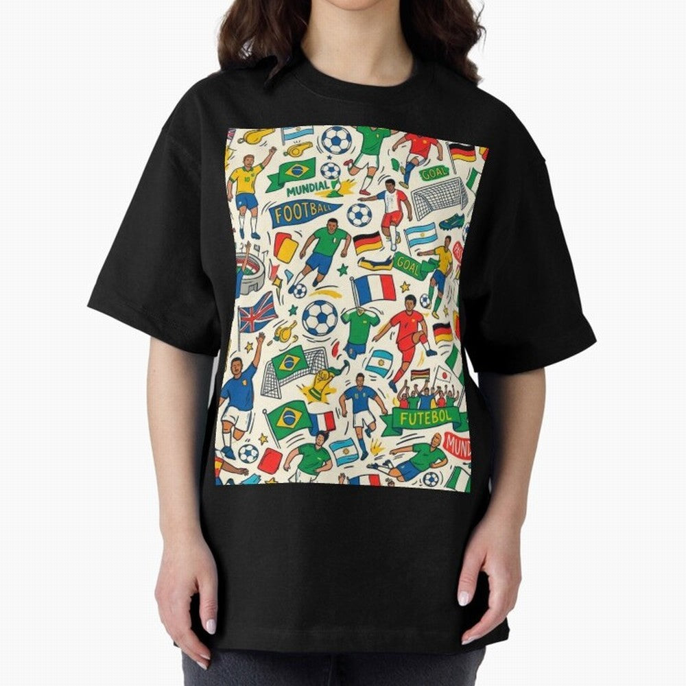 World Cup 2026: Global Football Fever Oversized T-Shirt Bring Trophy Dreams to FIFA World Cup 2026 Spirit, Filled with Spain and Netherlands, Cristiano Ronaldo, Classic Soccer Heritage, Championship Pressure, Fan Loyalty and International Pride;