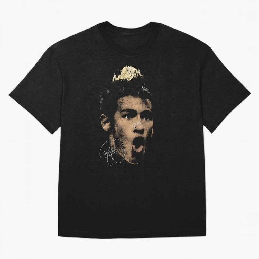 Young Neymar Illustration Oversized T-Shirt Celebrate National Team Dreams in FIFA World Cup 2026 Group Stage Spirit, Made for Portugal, Spain and Germany, Messi and Cristiano Ronaldo, Championship Spirit, Famous Goals, Roaring Crowds and