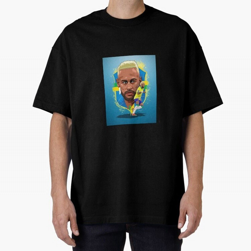 neymar art - neymar illustration T Shirt Oversized T-Shirt Build FIFA World Cup 2026 Group Stage Centered on Cristiano Ronaldo, England and Germany Energy, Game Day Rituals, Football Legends, Country Pride and the Road to the Final; Made for