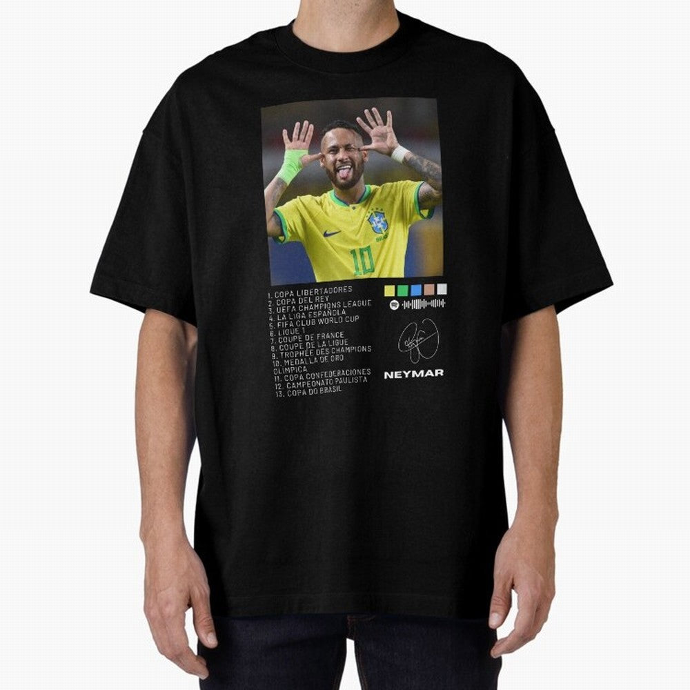 Neymar Brazil 10 Oversized T-Shirt Celebrate Fan Culture around FIFA World Cup 2026 USA Canada Mexico Spirit, Centered on Argentina and Brazil, Cristiano Ronaldo, Championship Spirit, Famous Goals, Roaring Crowds and International Football Unity;