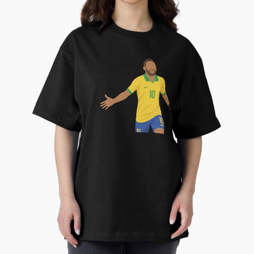 Neymar Jr in Yellow Glory Sticker Oversized T-Shirt Relive Global Football Passion for FIFA World Cup 2026 Group Stage, Connected to Cristiano Ronaldo, Haaland and CR7, France, Retro Football Energy, Iconic Rivalries, Trophy Chase Drama and Stadium