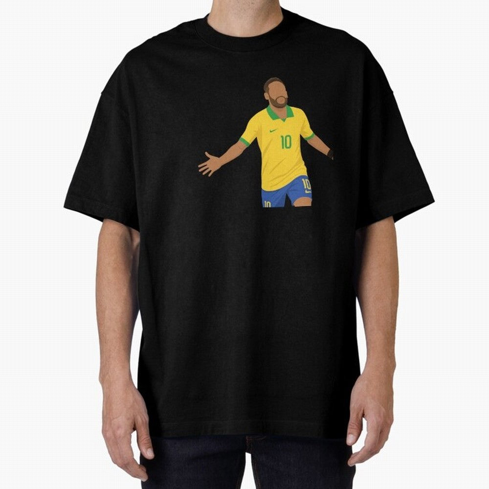 Neymar Jr in Yellow Glory Sticker Oversized T-Shirt Relive Global Football Passion for FIFA World Cup 2026 Group Stage, Connected to Cristiano Ronaldo, Haaland and CR7, France, Retro Football Energy, Iconic Rivalries, Trophy Chase Drama and Stadium