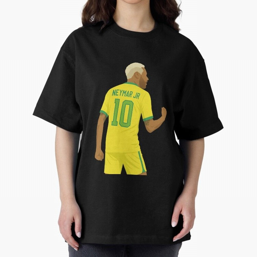 Neymar Jr in Yellow Glory Sticker Oversized T-Shirt Turn Football Passion into Global Football Passion for FIFA World Cup 2026, Celebrating Messi, Neymar and Mbappe, Netherlands, Football Festival Excitement, Trophy Ambitions, Country Rivalries and