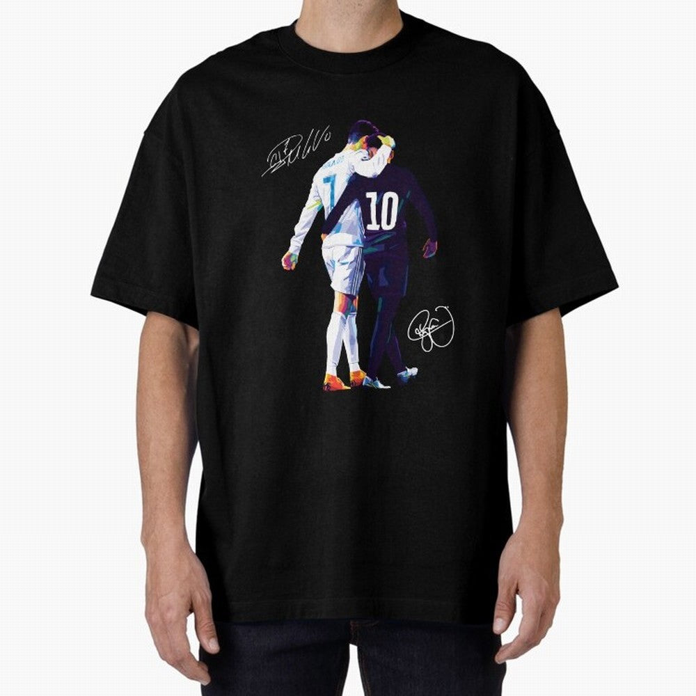 Cristiano Ronaldo and Neymar Jr Wpap Art Oversized T-Shirt Experience Match Day Hype around FIFA World Cup 2026 USA Canada Mexico, Haaland and Mbappe, Brazil, Supporter Pride, Iconic Celebrations, Legendary Names and Global Match Day Energy; Made
