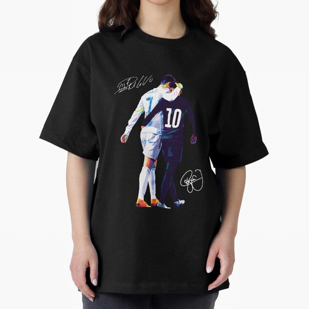 Cristiano Ronaldo and Neymar Jr Wpap Art Oversized T-Shirt Experience Match Day Hype around FIFA World Cup 2026 USA Canada Mexico, Haaland and Mbappe, Brazil, Supporter Pride, Iconic Celebrations, Legendary Names and Global Match Day Energy; Made