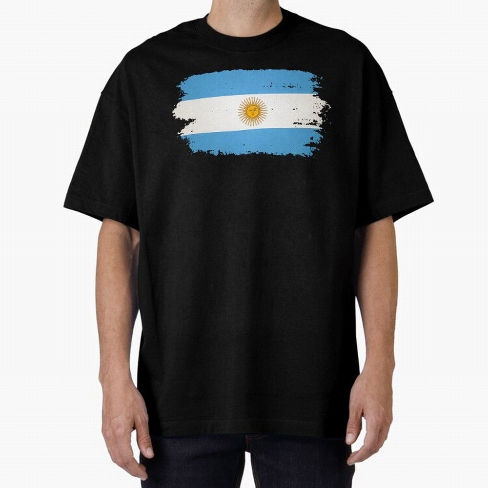 ARGENTINIAN FLAG PRINT Oversized T-Shirt Honor the Beautiful Game during Match Day Hype around FIFA World Cup 2026 Group Stage, Messi, Argentina, France and Brazil, Retro Football Energy, Iconic Rivalries, Trophy Chase Drama and Stadium Atmosphere;