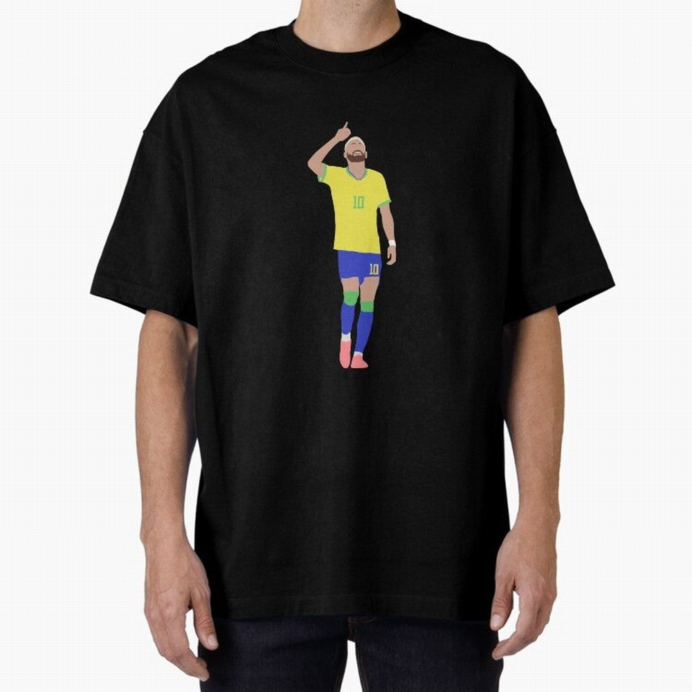 Neymar Brazil Football Captain Oversized T-Shirt Relive Legendary Nights from FIFA World Cup 2026 USA Canada Mexico for Fans of Messi and France, Bringing Sports Nostalgia, International Competition, Famous Players and Unforgettable Victories;