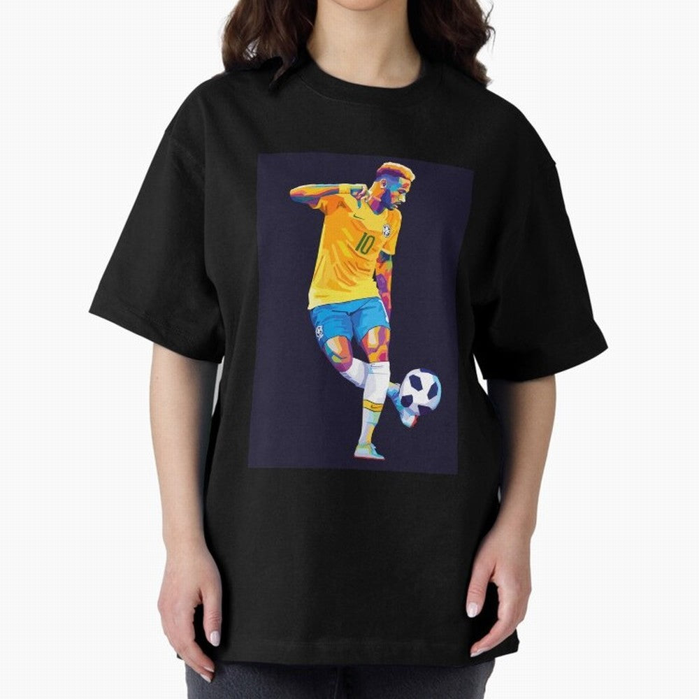 Neymar Jr Wpap pop art Oversized T-Shirt Celebrate FIFA World Cup 2026 USA Canada Mexico Spirit, Capturing England, Messi, CR7 and Mbappe, Stadium Chants, National Pride, Trophy Dreams and Unforgettable Football Memories; Ideal for Football Dads,