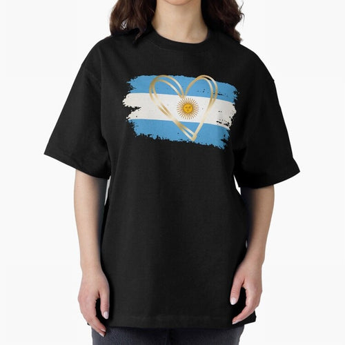 ARGENTINA FLAG WITH GOLDEN HEART Classic T-Shirt Celebrate the Biggest Stage of the FIFA World Cup 2026 Group Stage Journey through Messi and Cristiano Ronaldo Highlights, Spain Pride, Champion Mindset, Group Stage Buzz, Knockout Tension and