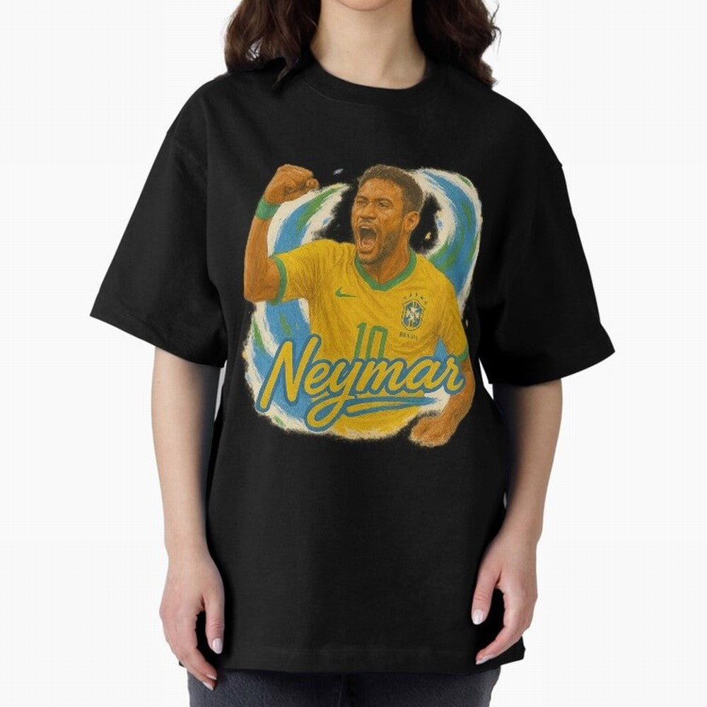 Neymar Brazil Art ¨C Dynamic Football Superstar Tribute Design	 Oversized T-Shirt Experience FIFA World Cup 2026 USA Canada Mexico Spirit, Filled with Germany, CR7, Supporter Pride, Iconic Celebrations, Legendary Names and Global Match Day Energy;