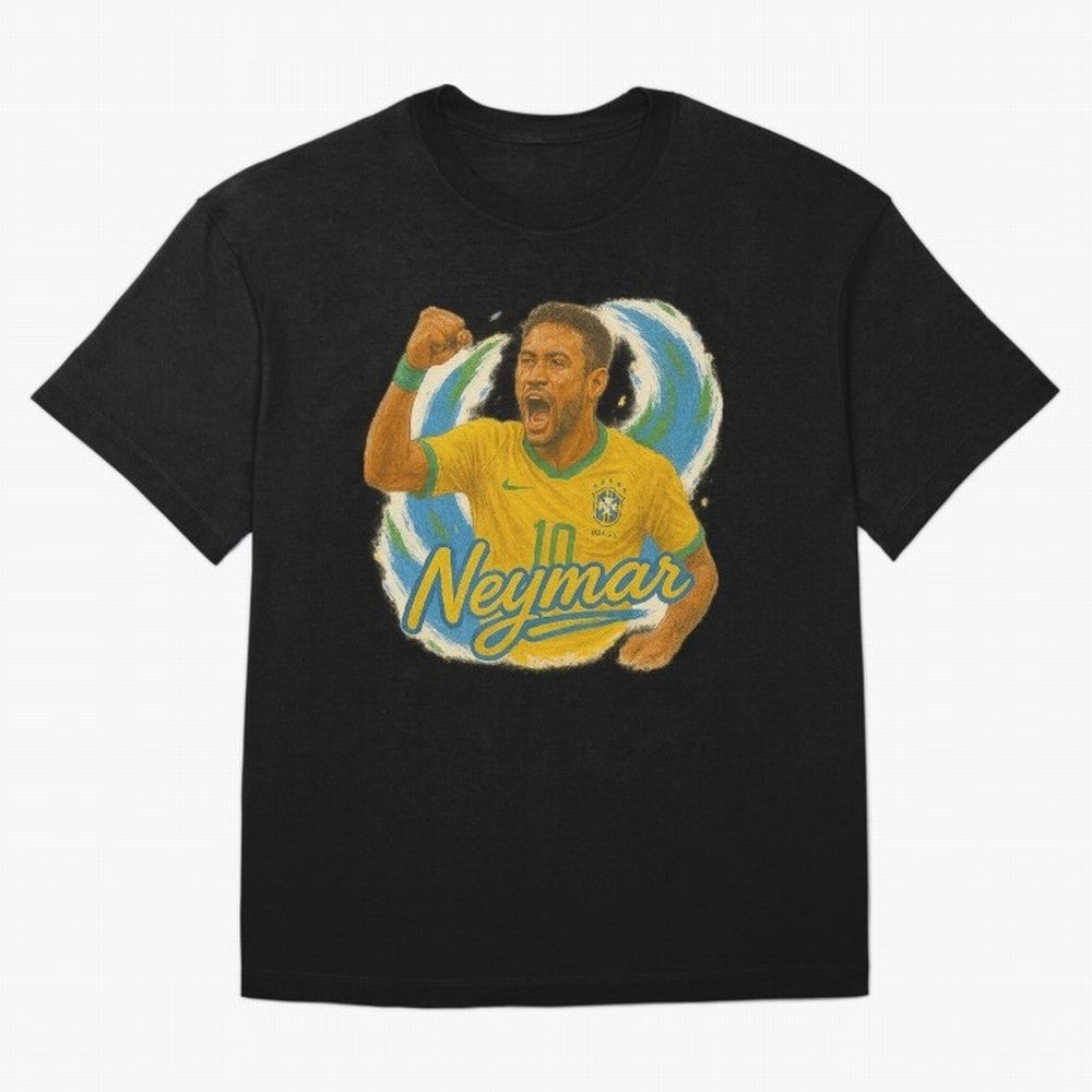Neymar Brazil Art ¨C Dynamic Football Superstar Tribute Design	 Oversized T-Shirt Experience FIFA World Cup 2026 USA Canada Mexico Spirit, Filled with Germany, CR7, Supporter Pride, Iconic Celebrations, Legendary Names and Global Match Day Energy;