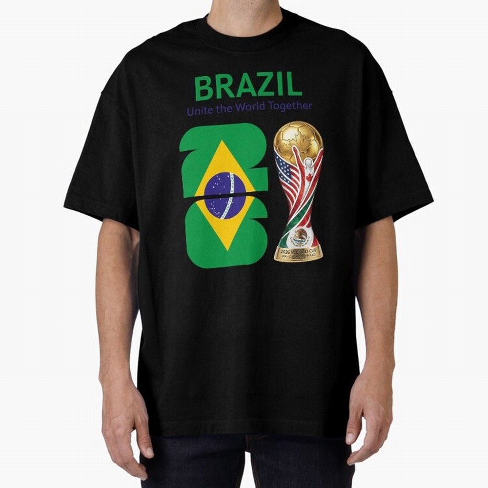 World Cup 2026, IMG 018, BRAZIL 002 Oversized T-Shirt Support Your Favorite Stars during Global Football Passion for FIFA World Cup 2026, Connected to Messi, Spain and Netherlands, Football Festival Excitement, Trophy Ambitions, Country Rivalries