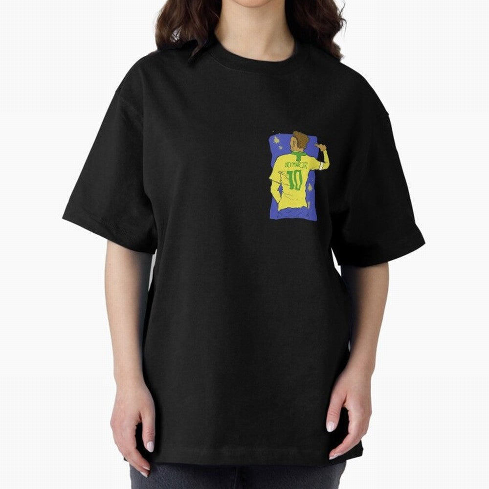 Neymar Jr. in Brazilian Glory Oversized T-Shirt Show Your Love for Match Day Hype around FIFA World Cup 2026, CR7 and Messi, England, Championship Spirit, Famous Goals, Roaring Crowds and International Football Unity; Built for Supporters Chasing