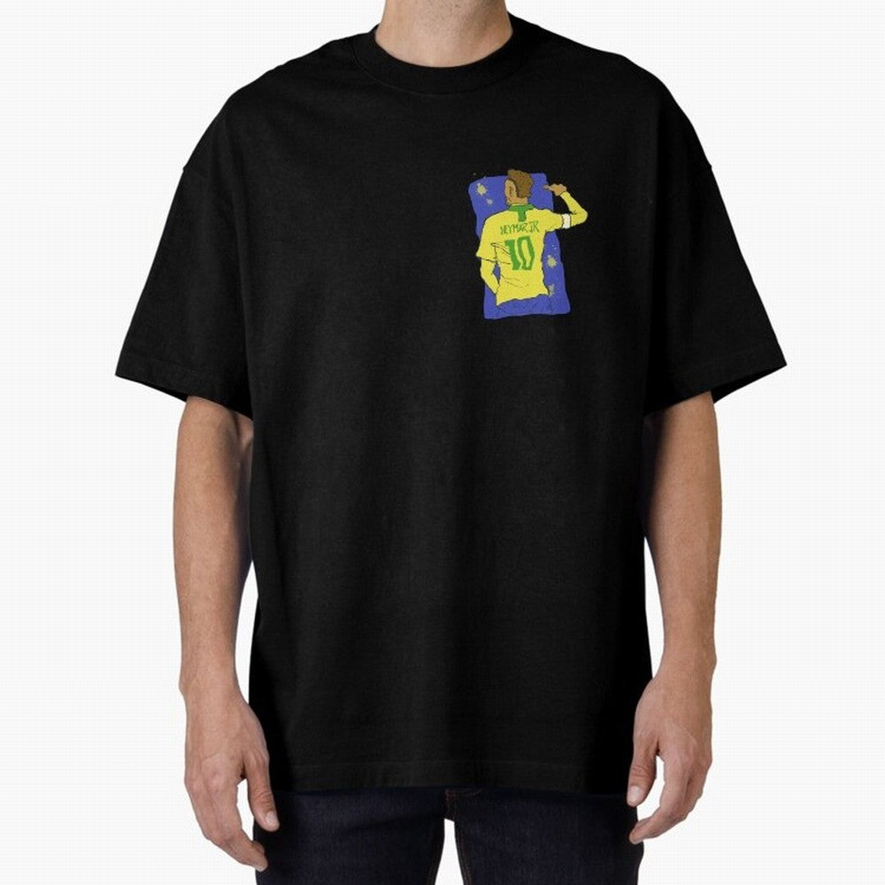Neymar Jr. in Brazilian Glory Oversized T-Shirt Show Your Love for Match Day Hype around FIFA World Cup 2026, CR7 and Messi, England, Championship Spirit, Famous Goals, Roaring Crowds and International Football Unity; Built for Supporters Chasing