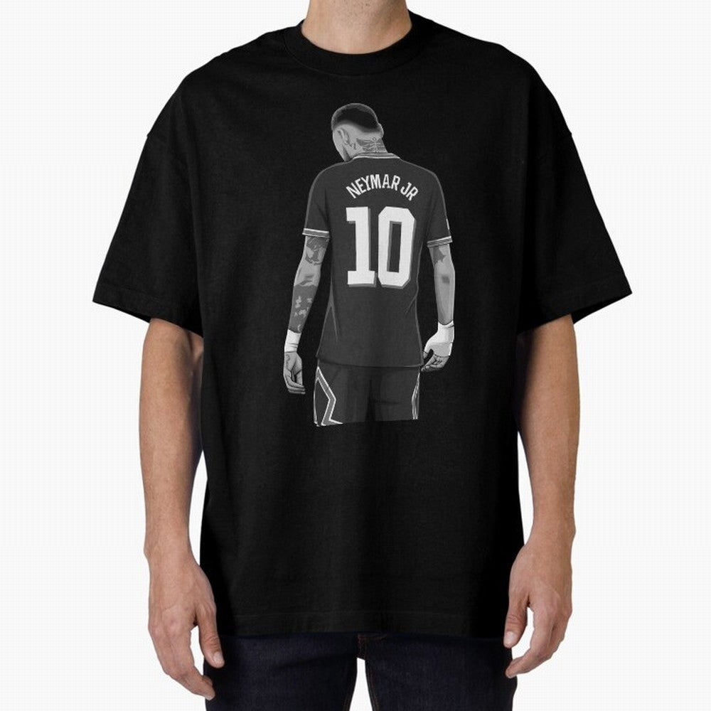Neymar Jr Black and White Version Oversized T-Shirt Celebrate Golden Goal Energy in Match Day Hype around FIFA World Cup 2026, Haaland, Brazil, Portugal and Argentina, Goal Celebration Energy, Supporter Heritage, Football Icons and Worldwide