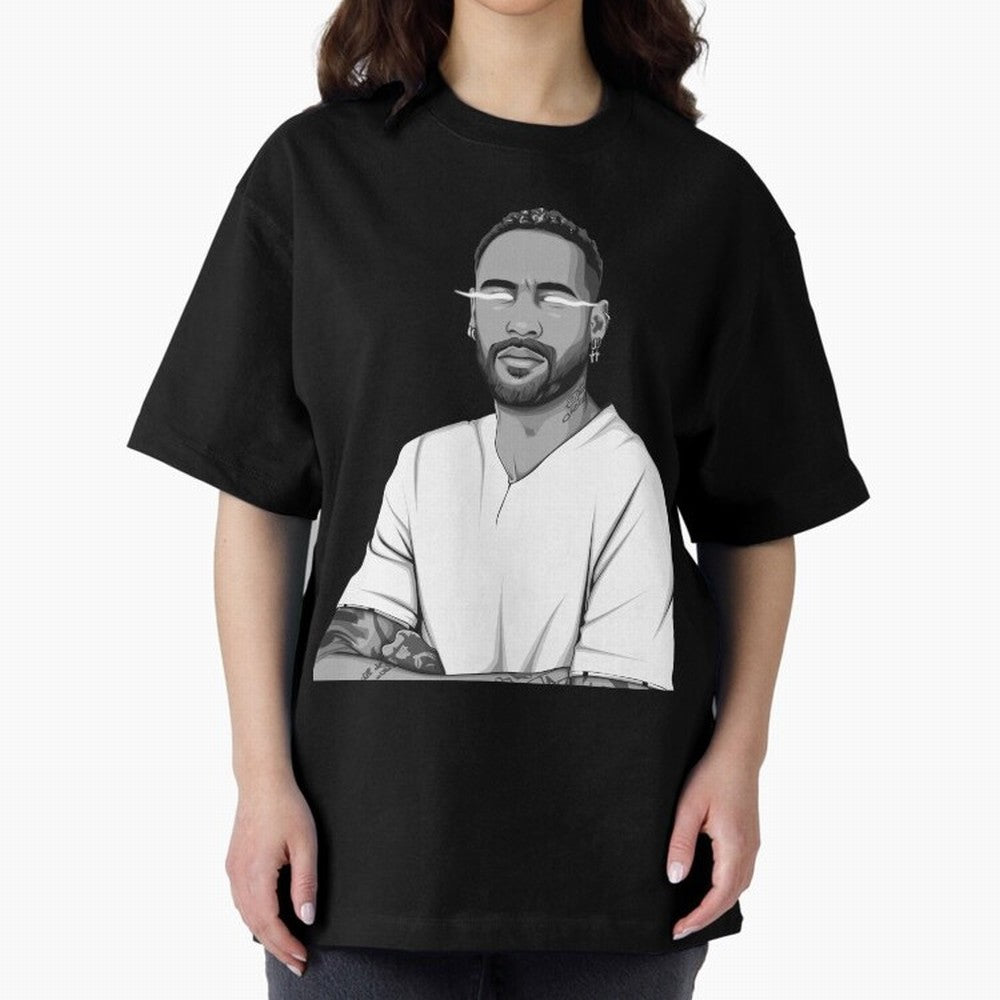 Neymar Jr. Black and White Version Oversized T-Shirt Feel the Roar of Match Day Hype around FIFA World Cup 2026 USA Canada Mexico, Cristiano Ronaldo, Haaland and CR7, Germany, Football Passion, Legendary Performances, Festival Vibes and Supporter