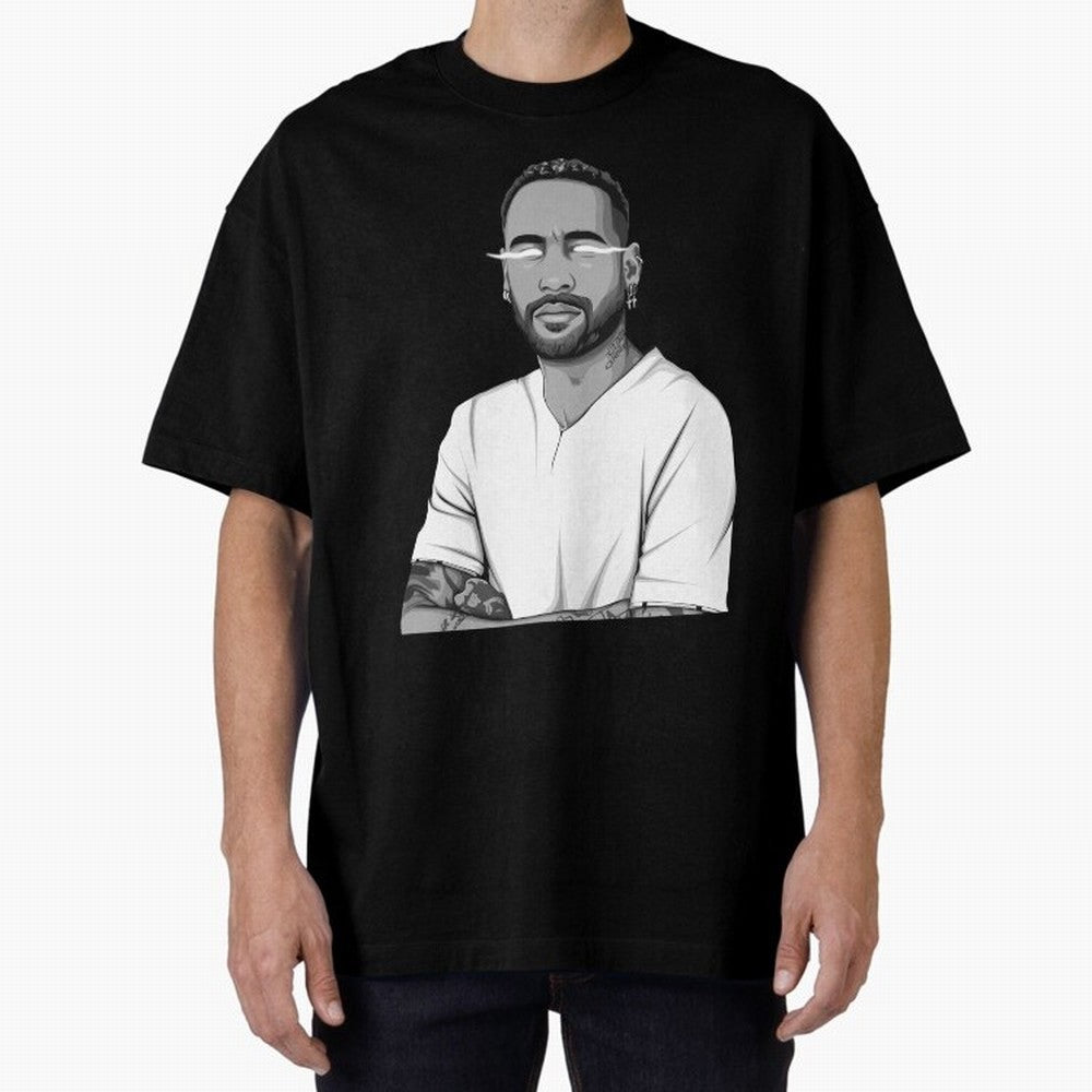 Neymar Jr. Black and White Version Oversized T-Shirt Feel the Roar of Match Day Hype around FIFA World Cup 2026 USA Canada Mexico, Cristiano Ronaldo, Haaland and CR7, Germany, Football Passion, Legendary Performances, Festival Vibes and Supporter