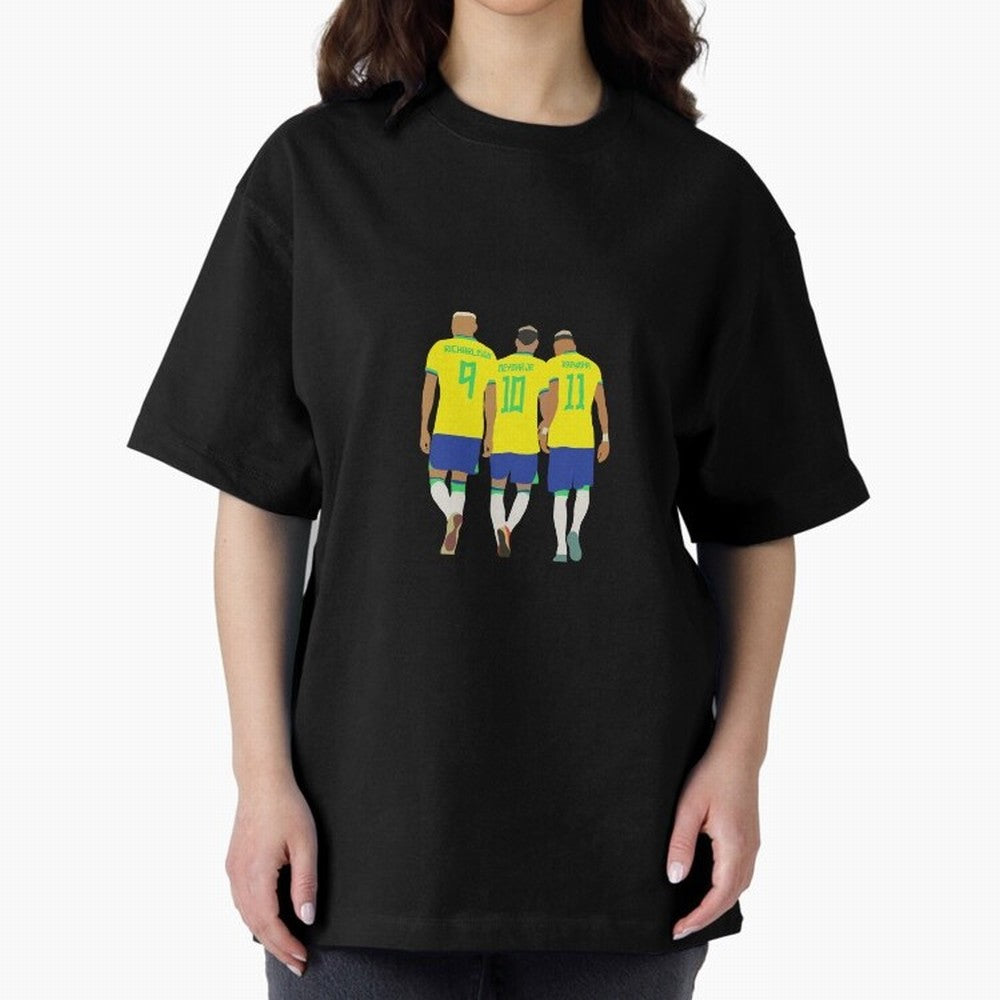brazil soccer players Oversized T-Shirt Wear the Spirit of Global Football Passion for FIFA World Cup 2026, Built around Mbappe, Portugal, Retro Football Energy, Iconic Rivalries, Trophy Chase Drama and Stadium Atmosphere; Perfect for Supporters