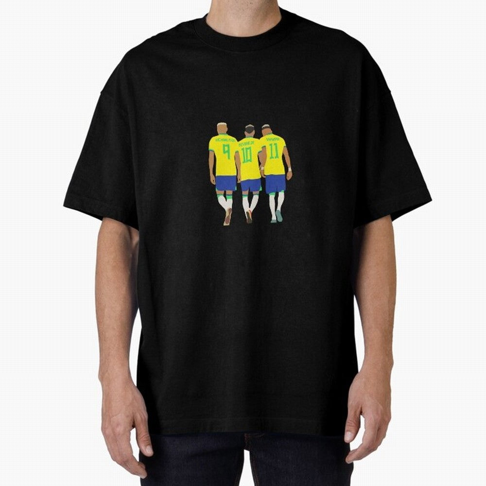 brazil soccer players Oversized T-Shirt Wear the Spirit of Global Football Passion for FIFA World Cup 2026, Built around Mbappe, Portugal, Retro Football Energy, Iconic Rivalries, Trophy Chase Drama and Stadium Atmosphere; Perfect for Supporters