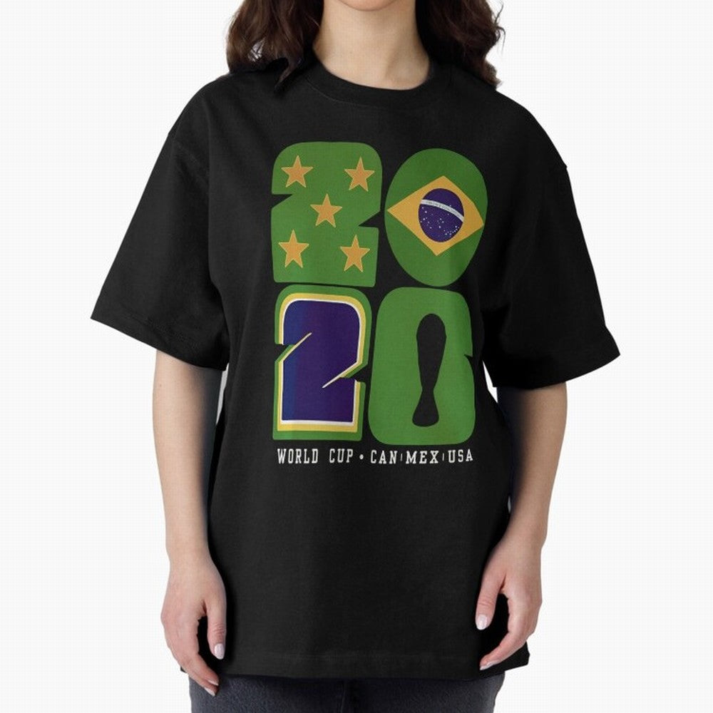 Brazil Football World Cup 2026 - Can Mex Usa Typography Essential T-Shirt Show Match Day Excitement for Global Football Passion for FIFA World Cup 2026 Group Stage, Capturing Haaland and Mbappe, Argentina, France and Brazil, Vintage Soccer Flavor,