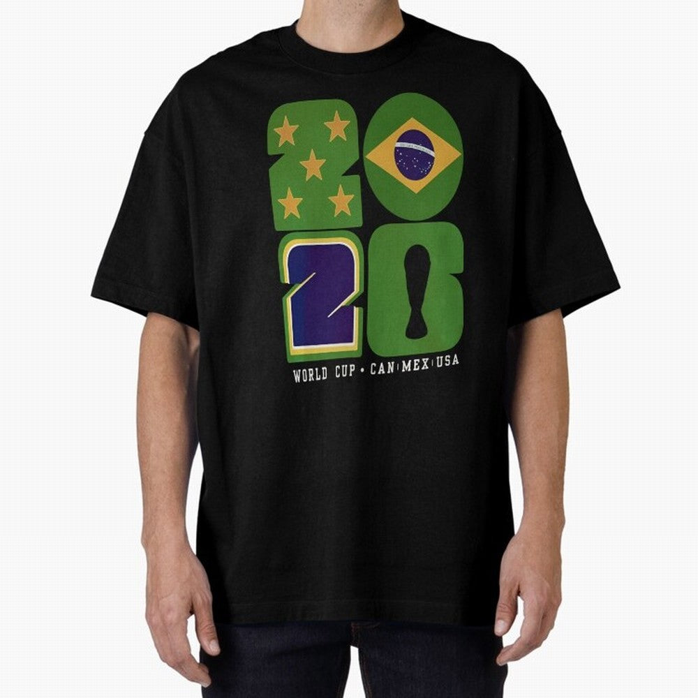 Brazil Football World Cup 2026 - Can Mex Usa Typography Essential T-Shirt Show Match Day Excitement for Global Football Passion for FIFA World Cup 2026 Group Stage, Capturing Haaland and Mbappe, Argentina, France and Brazil, Vintage Soccer Flavor,