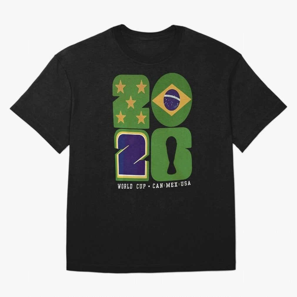 Brazil Football World Cup 2026 - Can Mex Usa Typography Essential T-Shirt Show Match Day Excitement for Global Football Passion for FIFA World Cup 2026 Group Stage, Capturing Haaland and Mbappe, Argentina, France and Brazil, Vintage Soccer Flavor,