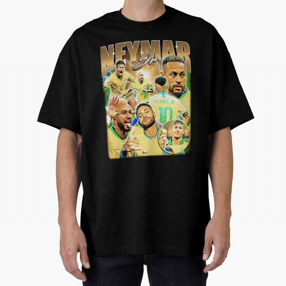 The Best Neymar 10 Vintage 90s Vintage Bootleg Style Oversized T-Shirt Remember Iconic Moments from Global Football Passion for FIFA World Cup 2026 USA Canada Mexico, Filled with Haaland and Mbappe, Brazil, Tournament Hype, Historic Matchups,