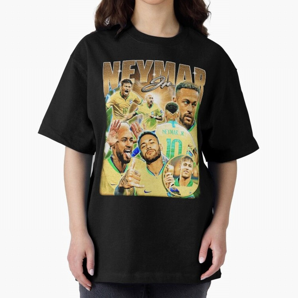 The Best Neymar 10 Vintage 90s Vintage Bootleg Style Oversized T-Shirt Remember Iconic Moments from Global Football Passion for FIFA World Cup 2026 USA Canada Mexico, Filled with Haaland and Mbappe, Brazil, Tournament Hype, Historic Matchups,