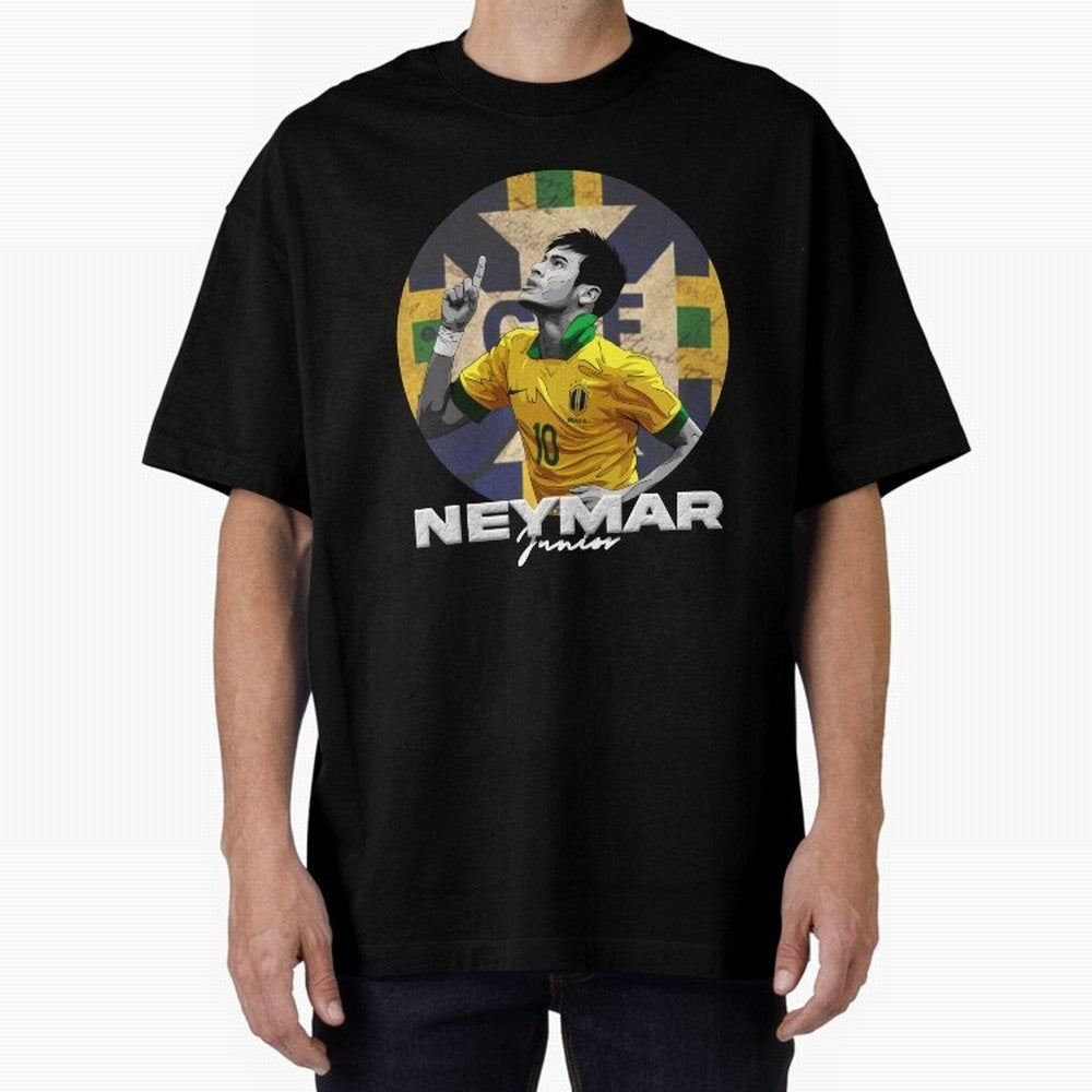 Neymar Junior Oversized T-Shirt Treasure FIFA World Cup 2026 USA Canada Mexico for Fans of Messi and Cristiano Ronaldo and England and Germany, Bringing Vintage Soccer Flavor, Modern Football Stars, National Flags and Final Night Emotion; Great for