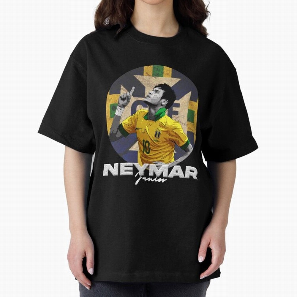Neymar Junior Oversized T-Shirt Treasure FIFA World Cup 2026 USA Canada Mexico for Fans of Messi and Cristiano Ronaldo and England and Germany, Bringing Vintage Soccer Flavor, Modern Football Stars, National Flags and Final Night Emotion; Great for