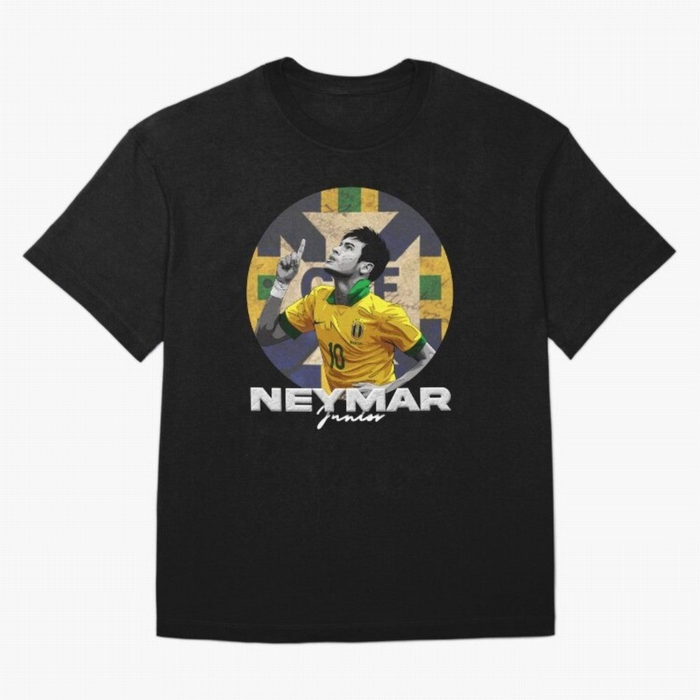 Neymar Junior Oversized T-Shirt Treasure FIFA World Cup 2026 USA Canada Mexico for Fans of Messi and Cristiano Ronaldo and England and Germany, Bringing Vintage Soccer Flavor, Modern Football Stars, National Flags and Final Night Emotion; Great for