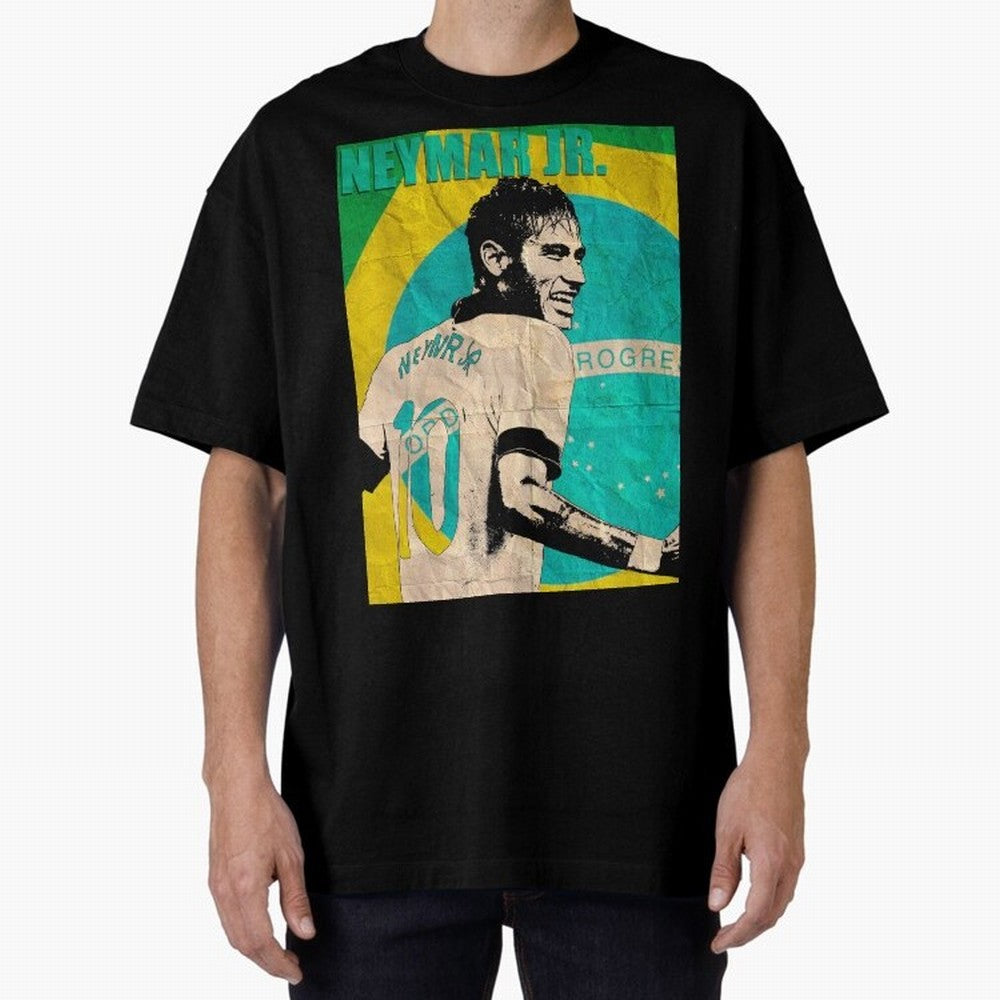 Neymar Oversized T-Shirt Carry the Dream of Match Day Hype around FIFA World Cup 2026 USA Canada Mexico, Haaland, Spain and Netherlands, Vintage Soccer Flavor, Modern Football Stars, National Flags and Final Night Emotion; Great for Watch Parties,
