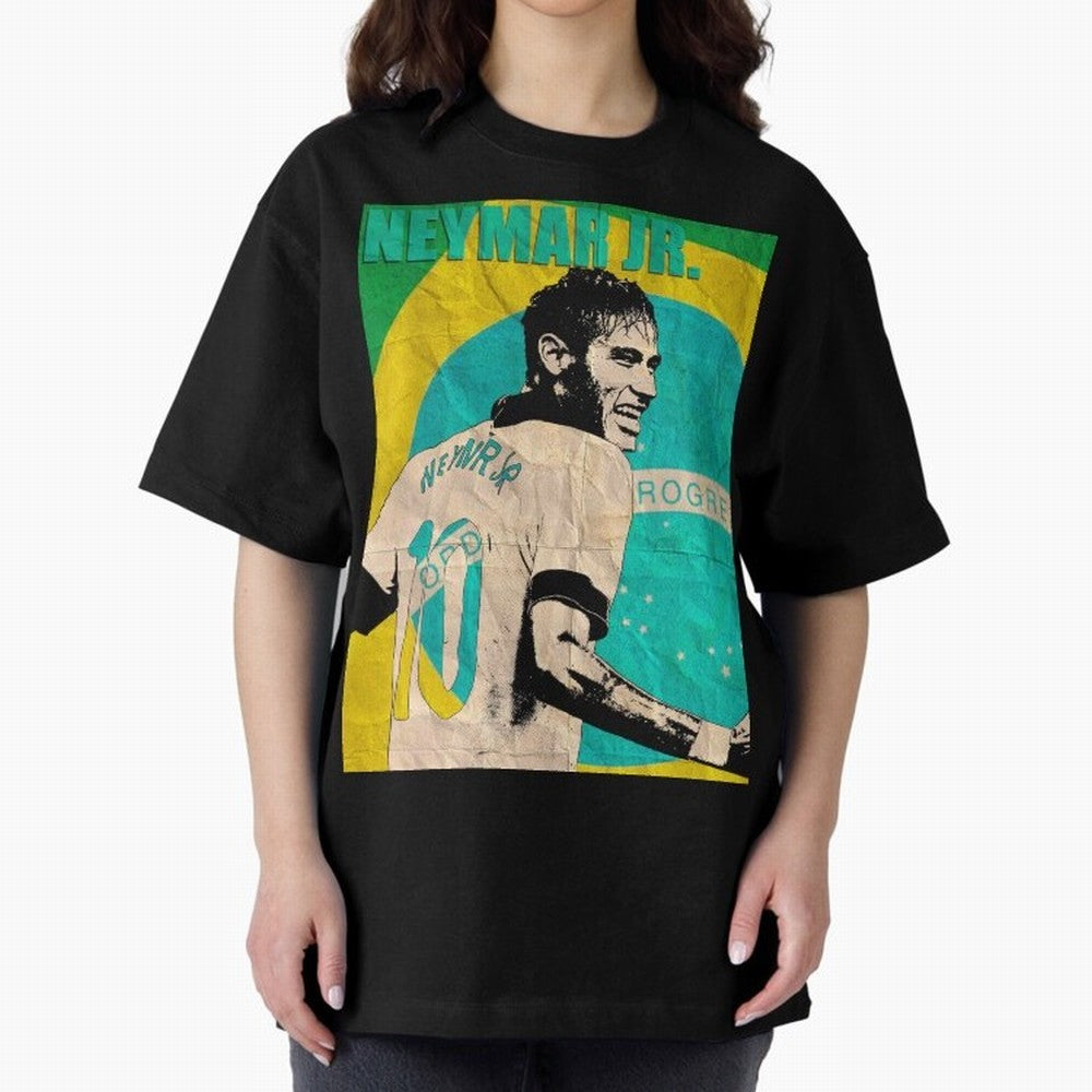 Neymar Oversized T-Shirt Carry the Dream of Match Day Hype around FIFA World Cup 2026 USA Canada Mexico, Haaland, Spain and Netherlands, Vintage Soccer Flavor, Modern Football Stars, National Flags and Final Night Emotion; Great for Watch Parties,