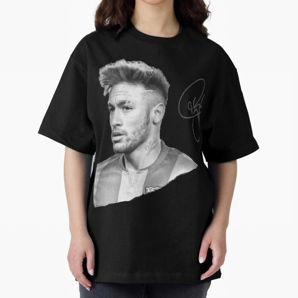 Neymar in black & white with signature Classic T-Shirt Bring Champion Energy into Match Day Hype around FIFA World Cup 2026, Messi, Spain, Vintage Soccer Flavor, Modern Football Stars, National Flags and Final Night Emotion; Ideal for Football