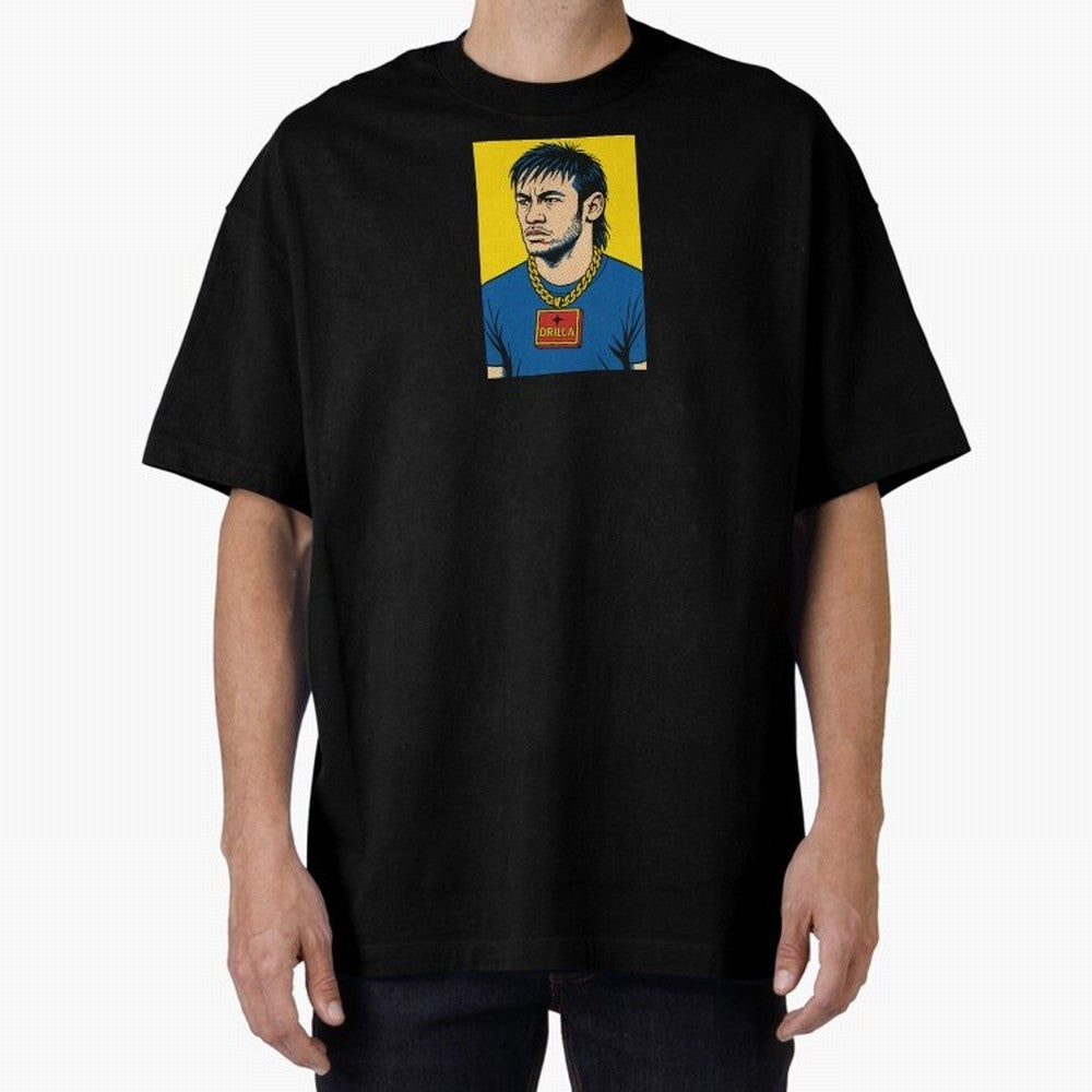 Drilla Clothing Neymar Popart Print T Shirt Oversized T-Shirt Enjoy Match Day Hype around FIFA World Cup 2026 Group Stage, Cristiano Ronaldo, France and Portugal, Football History, Final Match Energy, Crowd Noise and Once in a Lifetime Moments;