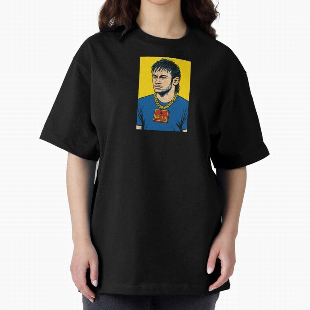 Drilla Clothing Neymar Popart Print T Shirt Oversized T-Shirt Enjoy Match Day Hype around FIFA World Cup 2026 Group Stage, Cristiano Ronaldo, France and Portugal, Football History, Final Match Energy, Crowd Noise and Once in a Lifetime Moments;