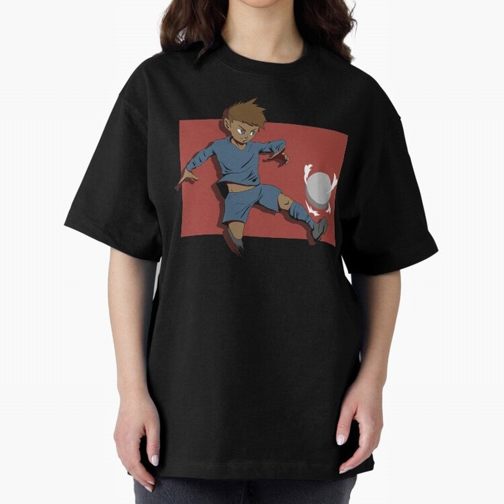 Footballer in action Oversized T-Shirt Honor the Beautiful Game during Global Football Passion for FIFA World Cup 2026 USA Canada Mexico, with Neymar, Haaland and Cristiano Ronaldo, France, Retro Football Energy, Iconic Rivalries, Trophy Chase
