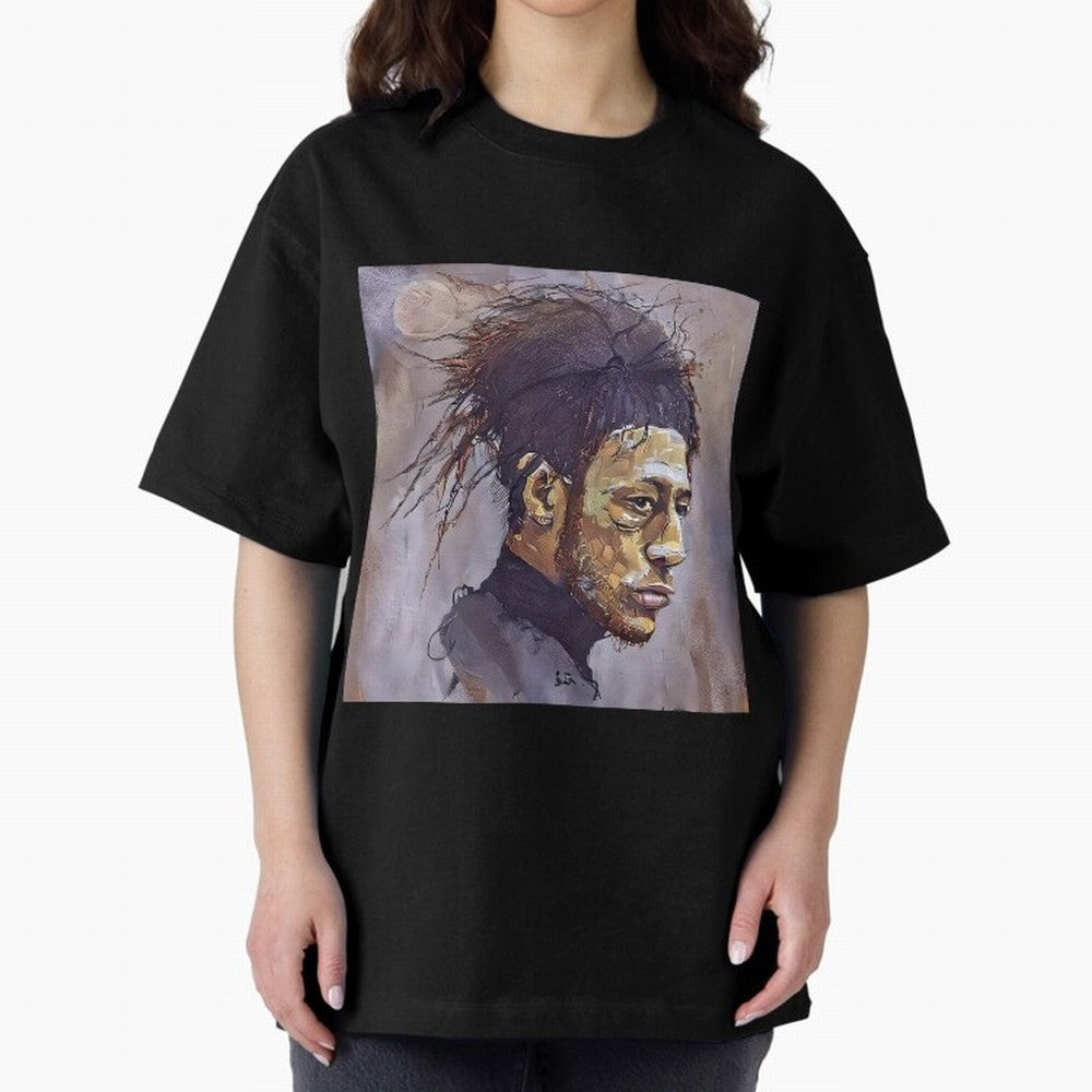 sketch of Neymar Oversized T-Shirt Stand with the FIFA World Cup 2026 Journey through Messi and Cristiano Ronaldo Highlights, Germany Pride, Championship Spirit, Famous Goals, Roaring Crowds and International Football Unity; Built for Supporters