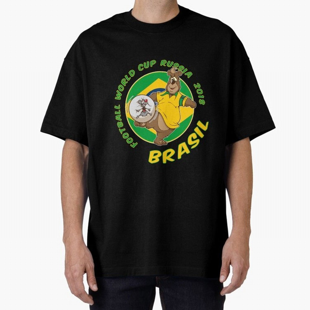 Football Russia 2018 World Cup Brazil T shirts and Merchandise Oversized T-Shirt Show Passion for the Stars of FIFA World Cup 2026 for Fans of Messi and Cristiano Ronaldo and Brazil, Portugal and Argentina, Bringing Football Festival Excitement,