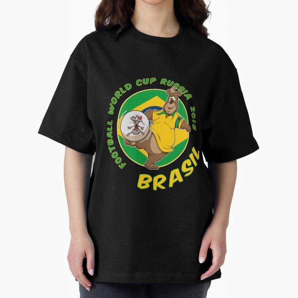 Football Russia 2018 World Cup Brazil T shirts and Merchandise Oversized T-Shirt Show Passion for the Stars of FIFA World Cup 2026 for Fans of Messi and Cristiano Ronaldo and Brazil, Portugal and Argentina, Bringing Football Festival Excitement,
