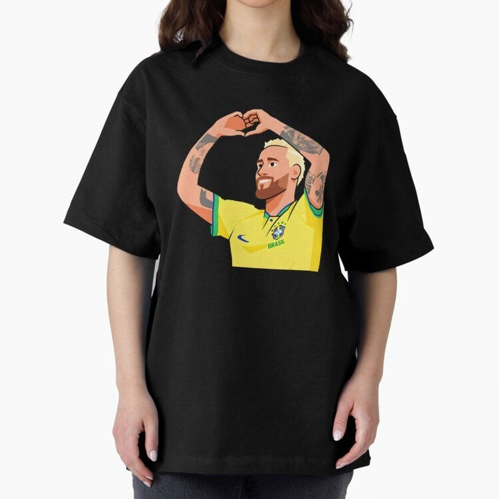 World Cup Neymar Oversized T-Shirt Relive the Noise and Pride of FIFA World Cup 2026 for Fans of Messi and Cristiano Ronaldo and Argentina and Brazil, Bringing Vintage Soccer Flavor, Modern Football Stars, National Flags and Final Night Emotion;