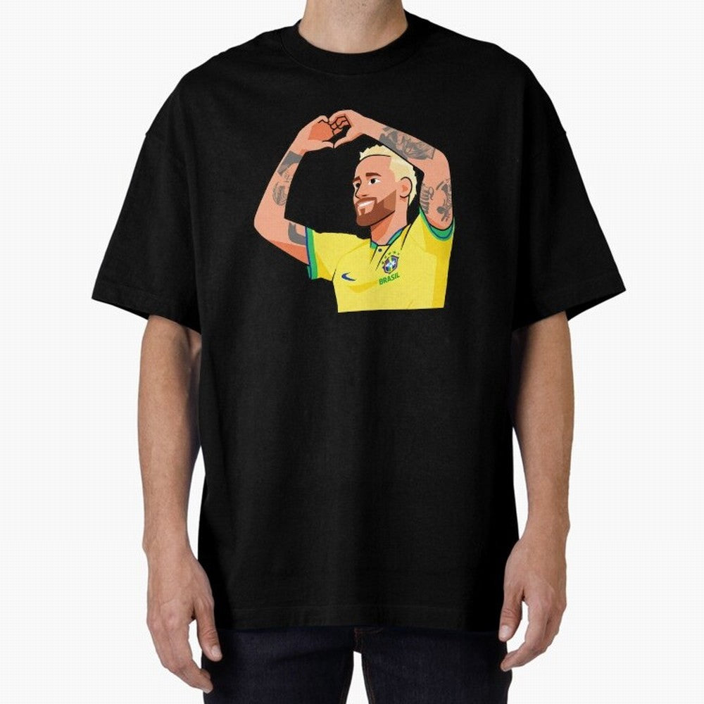 World Cup Neymar Oversized T-Shirt Relive the Noise and Pride of FIFA World Cup 2026 for Fans of Messi and Cristiano Ronaldo and Argentina and Brazil, Bringing Vintage Soccer Flavor, Modern Football Stars, National Flags and Final Night Emotion;