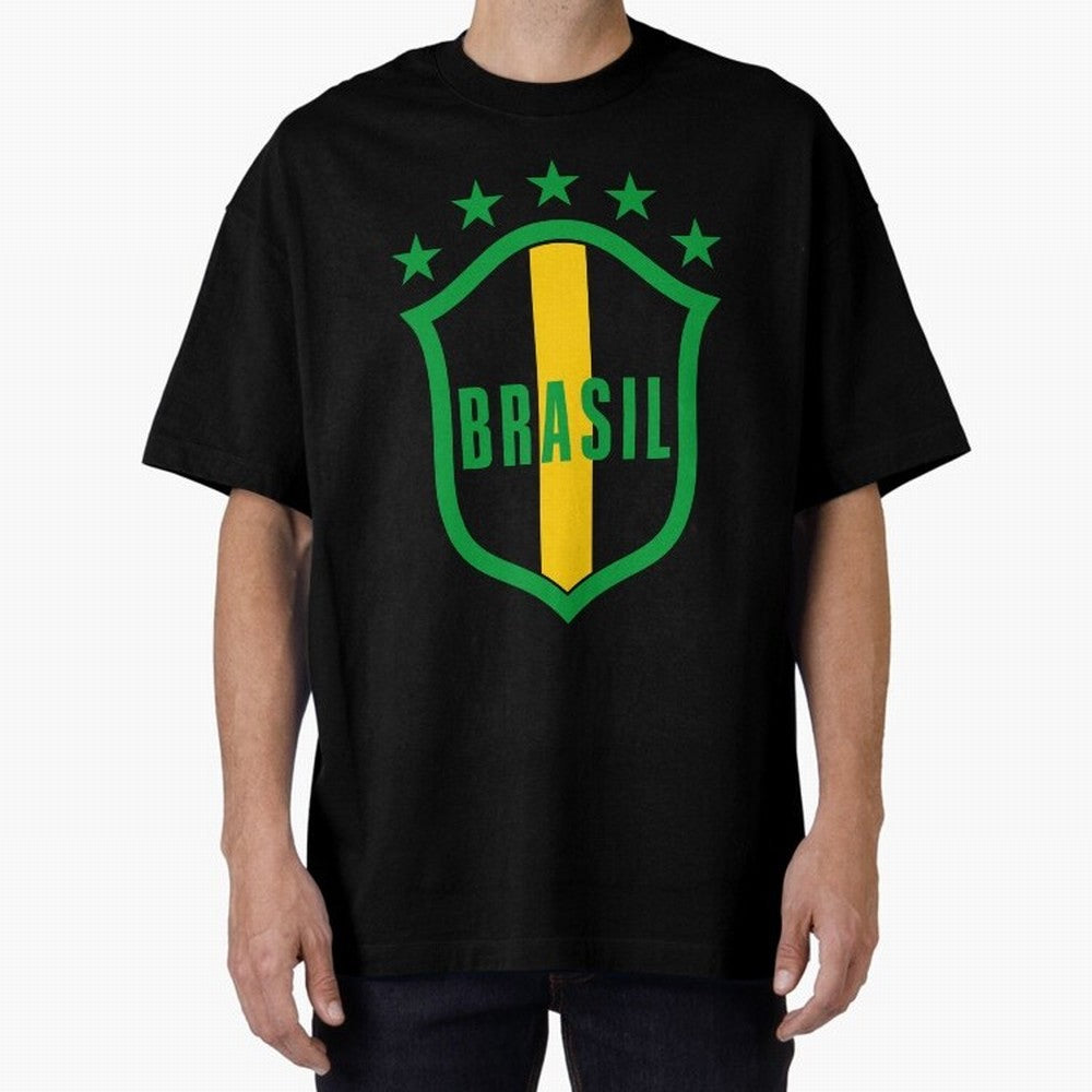 BRASIL LOGO 002 Oversized T-Shirt Celebrate Classic Football Spirit in FIFA World Cup 2026 Group Stage Spirit, Filled with Portugal, Messi, CR7 and Mbappe, Fan Favorite Moments, National Team Passion, Big Match Drama and Soccer History; Perfect for