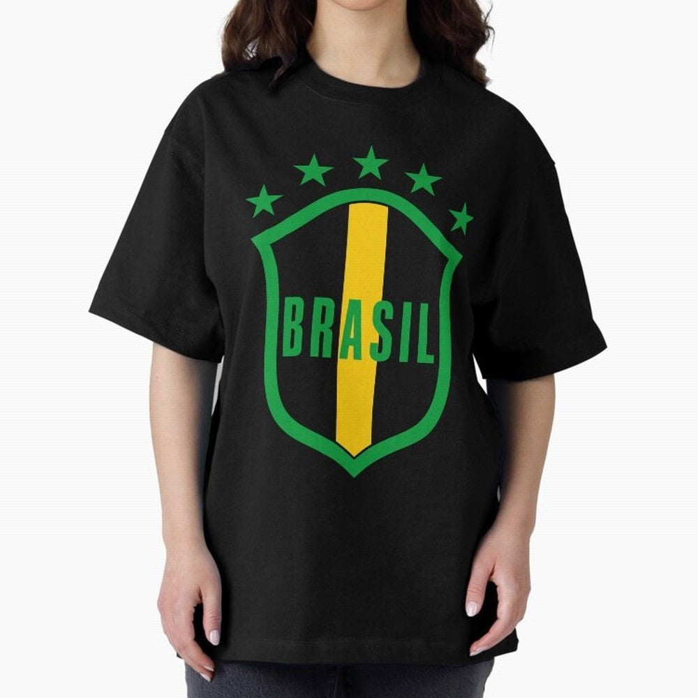 BRASIL LOGO 002 Oversized T-Shirt Celebrate Classic Football Spirit in FIFA World Cup 2026 Group Stage Spirit, Filled with Portugal, Messi, CR7 and Mbappe, Fan Favorite Moments, National Team Passion, Big Match Drama and Soccer History; Perfect for