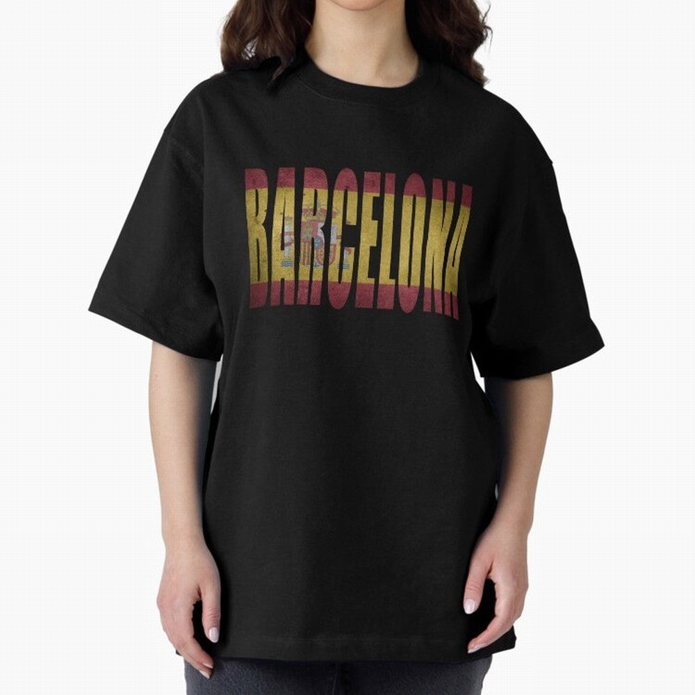 Barcelona city Oversized T-Shirt Show Up for the Glory of FIFA World Cup 2026 for Fans of Messi and Cristiano Ronaldo and Brazil, Bringing Sports Nostalgia, International Competition, Famous Players and Unforgettable Victories; Perfect for People